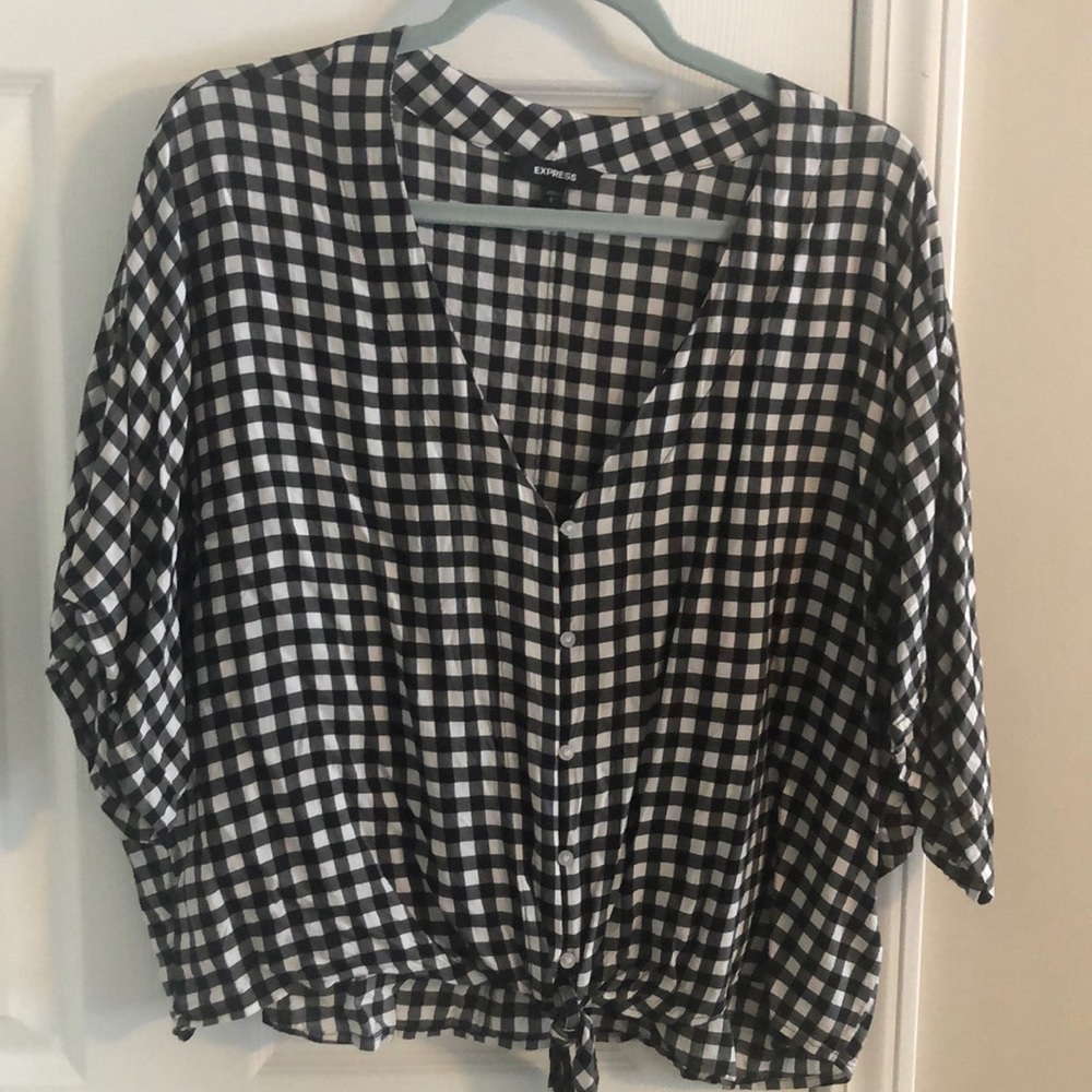 Plaid flowing blouse